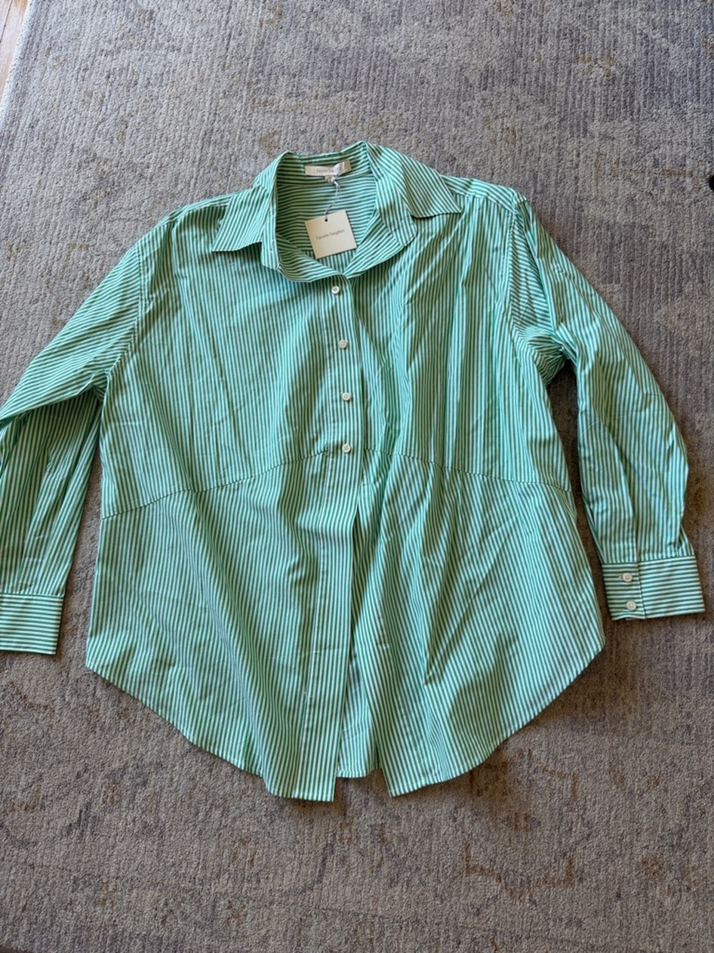 Favorite Daughter Green & White Striped Shirt